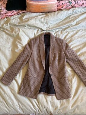 Express Tailored Houndstooth Blazer XS | Taupe & Black Career Jacket
